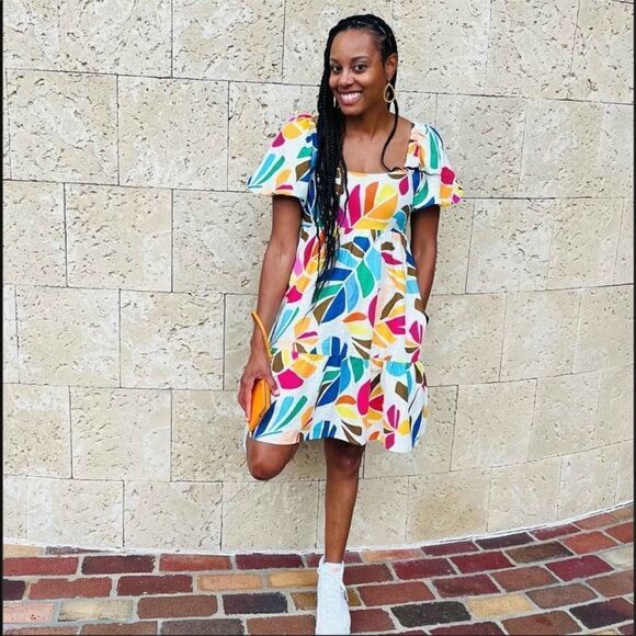 Women's Botanical Print Puff Sleeve Mini Dress - Tabitha Brown for Target - Picture 1 of 7